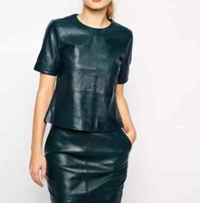 Top elegante in vera pelle di