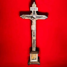 CRISTO IN LEGNO 1800 POLICROMO NEOGOTICO CROCE DA CHIESA ANTICO RELIGIONE CROCE