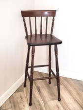 Sgabello Sedia Vintage di Legno Colore Noce per Bar Cucina Pub Ristorante 