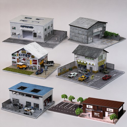 Garage diorama model led - model,
