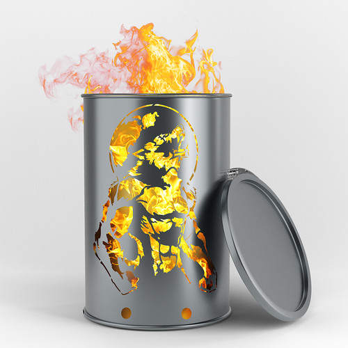 Bidone fuoco lupo - di,