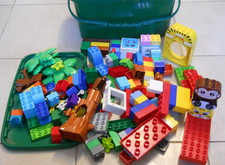 MATTONCINI DUPLO lotto 2 kg multicolori, vari pezzi con contenitore