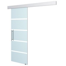 HOMCOM Porta Scorrevole Vetro Satinato 8mm Binario in Alluminio 205x102.5cm