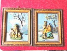 CACCIA CACCIATORE idea regalo COPPIA QUADRETTI VINTAGE idea arredo BAMBINI 1930