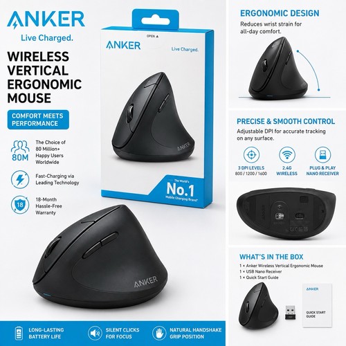 Anker mouse ergonomico - anker,