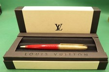 Vintage Louis Vuitton Dock Lacquer Twisted Ballpoint Pen Penna a Sfera Rosso Oro