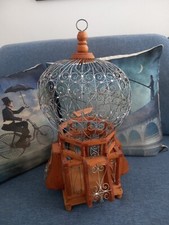 Vintage Gabbia Voliera Legno Metallo Marocchina Tunisina Decorativa