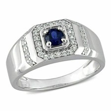 Uomo Blu Zaffiro Anello 3 MM
