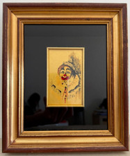 Quadro Pagliaccio su Lamina Dorata Lavorato a Mano Cornice in Legno