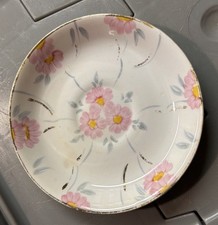 Phoenix T.F.&S piattino dipinto a mano graziosi fiori rosa bordo oro osso porcellana