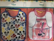 BAVETTE NEONATO SPUGNA PLASTIFICATA Stampa DISNEY  MICKEY/MINNIE MOUSE CONF.3 Pz