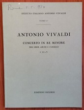 Antonio Vivaldi - CONCERTO IN RE MINORE, per Oboe, Archi e Cembalo - Ricordi 