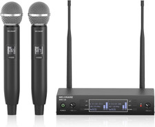 Microfono Wireless a Doppio Canale,  Auto-Scan Professional Cordless Dynamic Mic