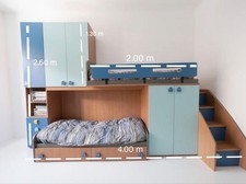 Cameretta Doppia a Ponte blue