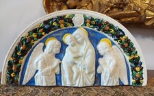 Madonna Bambino Con Angeli arco  Stile DELLA ROBBIA ceramica decorata a mano 