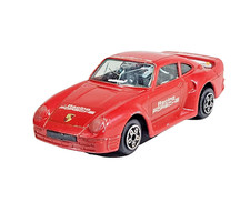 Modellino auto Bburago Porsche 959 rosso pressofuso scala 1:43 vintage anni 80 senza scatola.