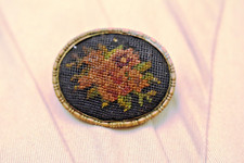 Spilla vintage ricamo punto - vintage, a