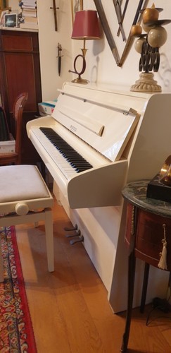 Piano droit blanc pleyel - piano,