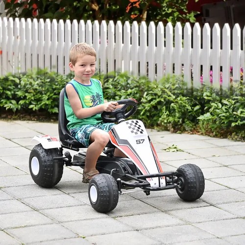 Homcom kart pedali bianco - go-kart,