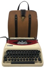 Macchina da Scrivere Antares Bicolore Bianca e Rossa + Custodia