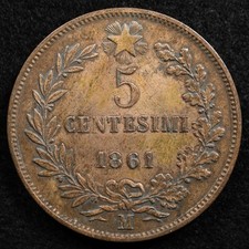 Italia 5 Centesimi 1861M