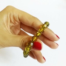 Bracciale braccialetto cuff sfaccettato cristalli plastica verde mela acido