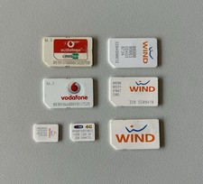 Lotto7 Schede SIM Usate Non Funzionanti Vodafone Omnitel Wind Vintage Collezione