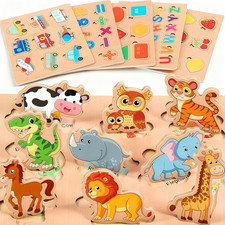 6 Pezzi Puzzle Legno - Giochi Montessori Educativi per Bambini - Giocattoli 2 3 