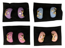 ORECCHINI METALLO ORO SMALTO E BRILLANTE BIGIOTTERIA VINTAGE ANNI 70-90 CM 2,5