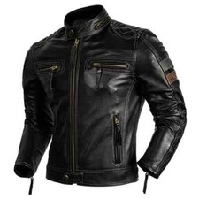 Giacca Moto Pelle Uomo Nero