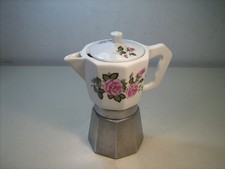 Caffettiera Vintage "FLORY EXPRESS" 6 Tz, Ceramica/Alluminio, Anni '70, Ottima