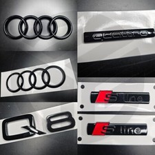 AUDI Q8 2018+ BADGE NERO LUCIDO GRIGLIA/STIVALI/PARAFANGO SET COMPLETO 2X S-LINE/QUATTRO