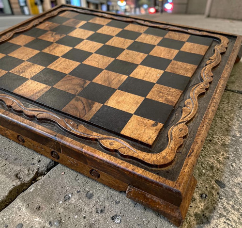 Scacchiera vintage legno - vintage,