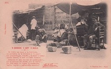 29-8 CARTOLINA NAPOLI VERSI FERDINANDO RUSSO 'O BARBIERE 'O MULO ANIMATA COSTUMI