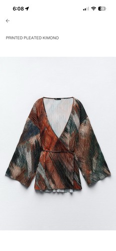 Printed pleated kimono blouse - pleated,