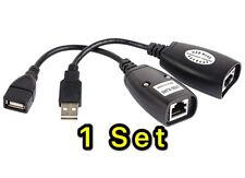 USB Extension Ethernet RJ45 Cat5e/6 Cable LAN Adapter Extender Over Repeater Set