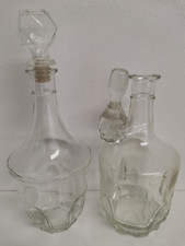 COPPIA DECANTER BOTTIGLIA VETRO VINTAGE '60 RURALE CUCINA VINO LIQUORI ALCOLICI