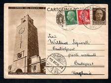 STORIA POSTALE REGNO 1933 Intero OdR 30c da Quercianella a Budapest (DX)