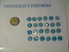 24 BOTTONI VERA MADREPERLA 2 FORI TAGLIO 12 mm LINEATO 20 ROTONDO AZZURRO