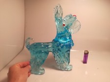 VENEZIA MURANO VINTAGE GRANDE STATUA SCULTURA ANNI '5060 CANE VETRO CON FIOCCO