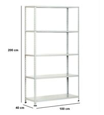 Scaffale metallo in lamiera 5 ripiani con rinforzo Max 80 Kg 100x40x200h cm