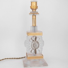 22 cm - Lalique Paris lampada da tavolo/piede lampada in cristallo con montatura in ottone