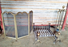 Attrezzi camino: alari + accessori ottone massiccio + parascintille