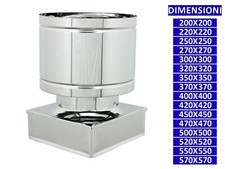 ALLINOX Terminale a Botte Acciaio Inox Canna Fumaria Comignolo Base Quadra