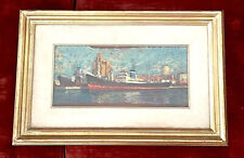 N. GIOVANNELLI PITTORE LABRONICO PORTO LIVORNO OLIO TIMBRO ALBERTO MAINARDI NAVE