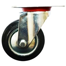 RUOTA IN GOMMA CON PIASTRA GIREVOLE AVO FLANGIA IN ACCIAIO RUOTE PER CARRELLI