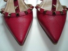 Valentino Garavani Rockstud mules/sandali piatti pelle rosa taglia 35,5 EU TOP!