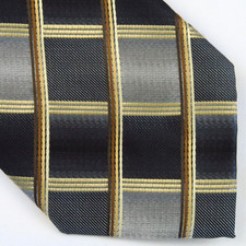 Cravatta moderna Bergamo New York nera marrone quadri 60"x3,5" lunga ufficio business