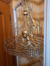 lampadario con cristalli Swarovsky verniciato Color Oro. A 8 Lampadine Vintage 