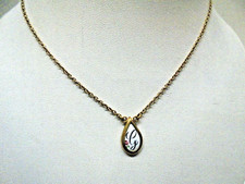 COLLANA CATENINA A GIROCOLLO ORO 18kt con pendente goccia con iniziali i,B,N,P,O